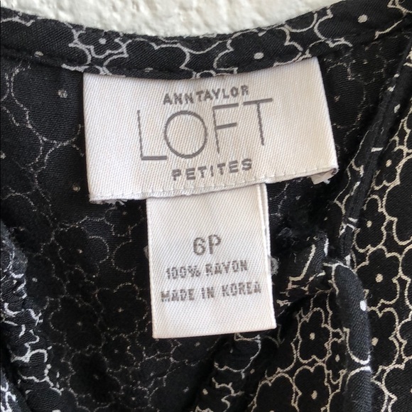 Ann Taylor LOFT floral black and white mini dress - Picture 3 of 4